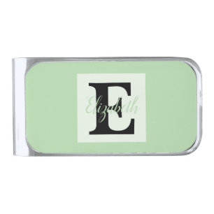 Girly Monogram and Name pink purple Luggage Silver Finish Money Clip