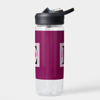 Girly Monogram and Name pink purple Luggage Water Bottle