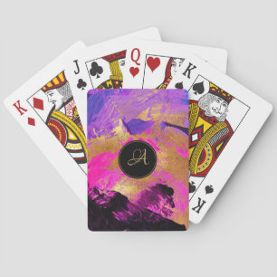 Girly monogram artistic elegant abstract pattern poker cards