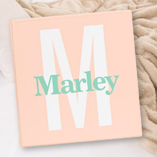 Girly Monogram Blush Pink Cute Bold Stylish Trendy 3 Ring Binder