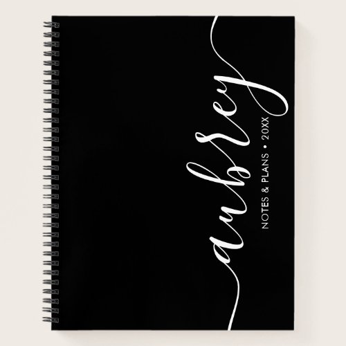 Girly Monogram Calligraphy Black Notebook Girly Monogram Calligraphy Black Notebook