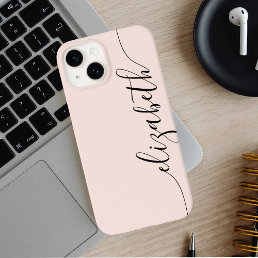 Girly Monogram Calligraphy Blush Pink Case-Mate iPhone 14 Case