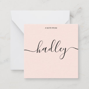Girly Monogram Calligraphy Blush Pink Note Card