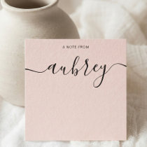 Girly Monogram Calligraphy Blush Pink Note Card