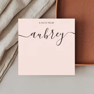 Simple Script Note Cards Personalized for Women - Modern Pink Paper