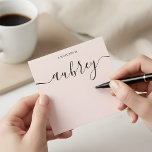 Girly Monogram Calligraphy Blush Pink Note Card<br><div class="desc">Simple note card features a modern handwritten calligraphy for your name.</div>