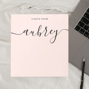 Girly Monogram Calligraphy Blush Pink Notepad