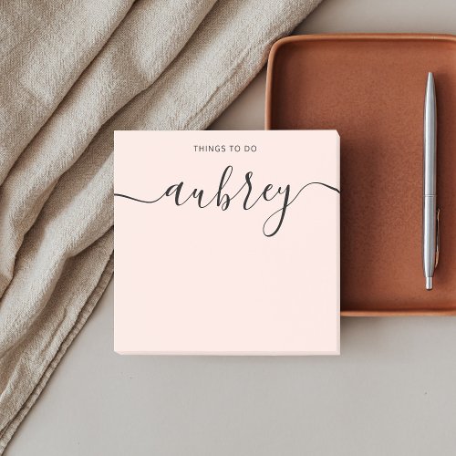 Girly Monogram Calligraphy Blush Pink Post_it Notes