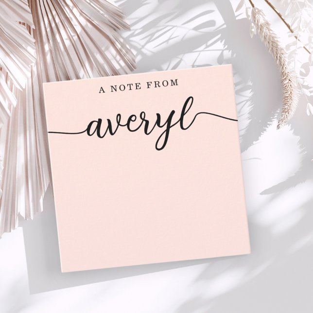 Girly Monogram Calligraphy Blush Pink Stationery Note Card (Creator Uploaded)