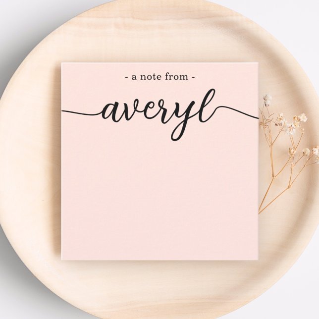 Girly Monogram Calligraphy Blush Pink Stationery Note Card (Creator Uploaded)