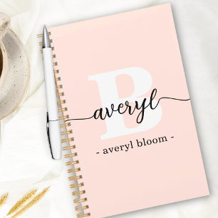Girly Monogram Calligraphy Initial Name Blush Pink Planner