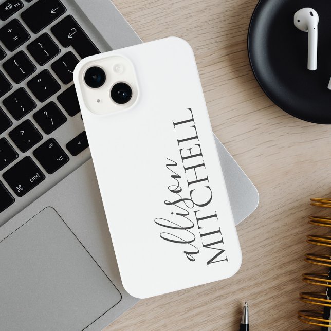 Girly Monogram Calligraphy White iPhone Case (Creator Uploaded)