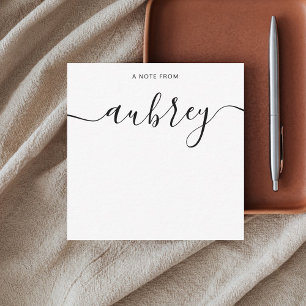 Girly Monogram Calligraphy White Note Card