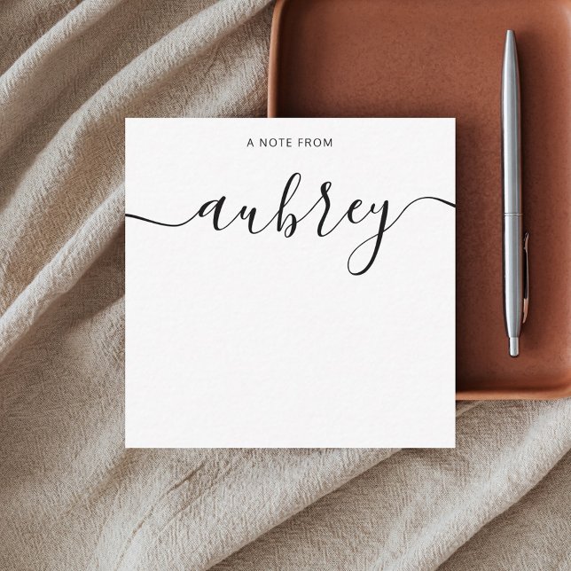 Girly Monogram Calligraphy White Note Card (Creator Uploaded)