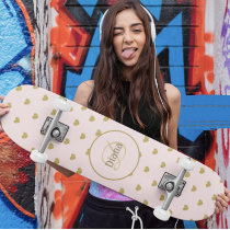 Girly Monogram Cute Elegant with Name Skateboard