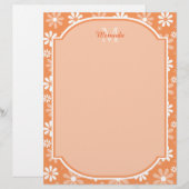 Girly Monogram Cute Orange Daisy Flowers and Name (Front/Back)