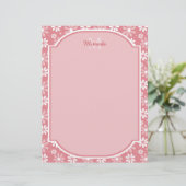 Girly Monogram Cute Pink Daisy Flowers With Name (Standing Front)