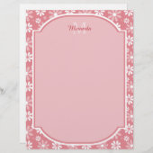 Girly Monogram Cute Pink Daisy Flowers With Name (Front/Back)