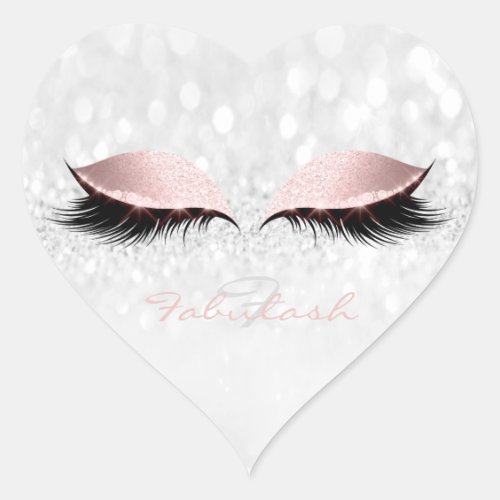 Girly Monogram Girl Glitter Pink Lashes Heart Gray Heart Sticker