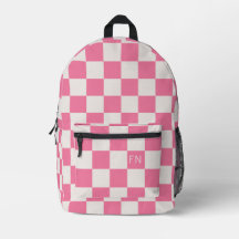Girly Monogram Initials & Bright Pink Checkerboard