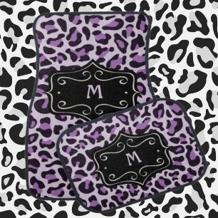 Girly Monogram Leopard Print Purple Car Floor Ma Mat