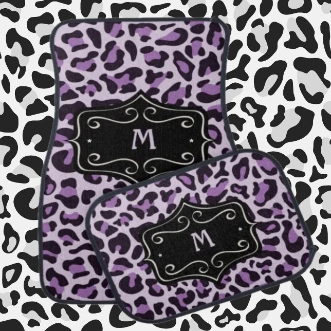 Girly Monogram Leopard Print Purple Car Floor Ma Mat (Creator Uploaded)