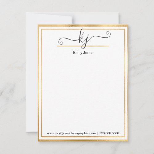 Girly Monogram Name  From The Desk Of Note Card
