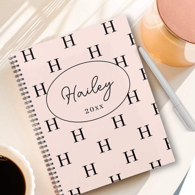 Girly Monogram Pattern Calligraphy Name Blush Pink Planner (Creator Uploaded)