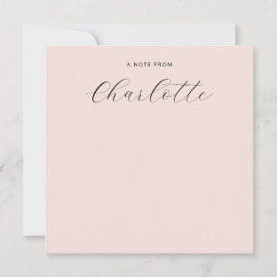 Girly Monogram Script Calligraphy Blush Pink Note Card