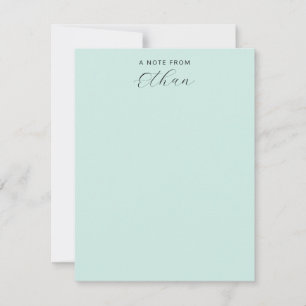 Girly Monogram Script Calligraphy Mint Green Note Card