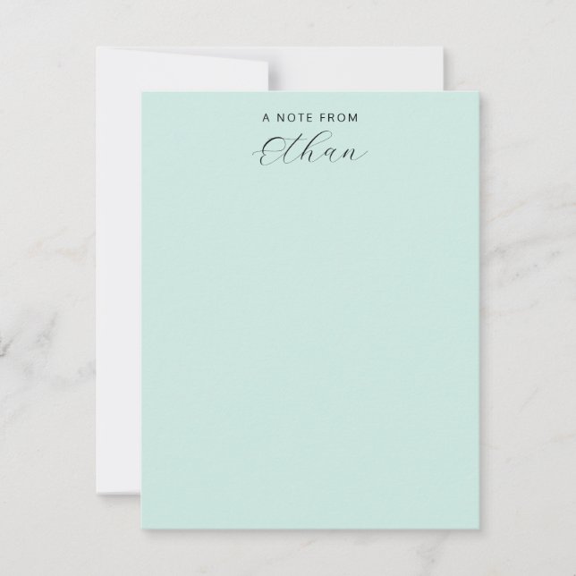Girly Monogram Script Calligraphy Mint Green Note Card (Front)