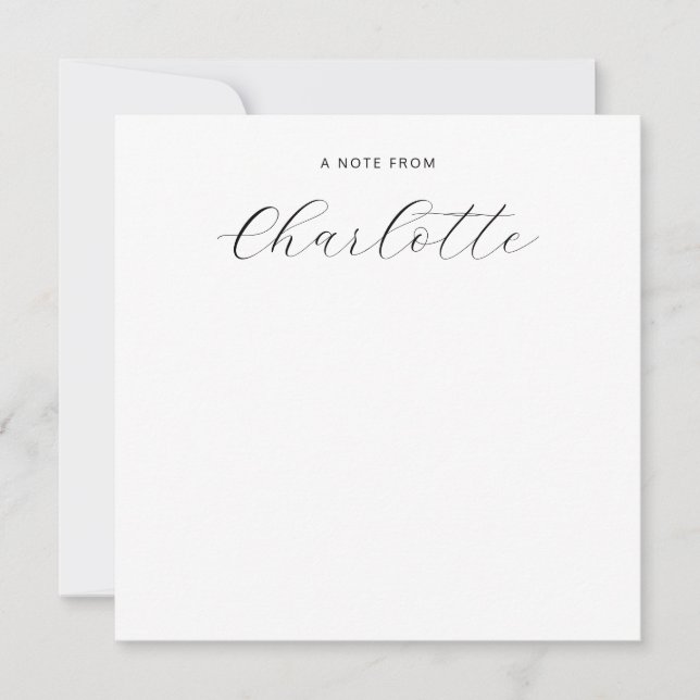 Girly Monogram Script Calligraphy  Note Card (Front)