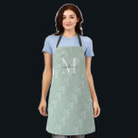 Girly Monogram Script Teal Green Floral Botanical Apron<br><div class="desc">Simple Modern Monogram Elegant Feminine Teal Green Floral Botanical Script Apron</div>