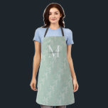Girly Monogram Script Teal Green Floral Botanical Apron<br><div class="desc">Simple Modern Monogram Elegant Feminine Teal Green Floral Botanical Script Apron</div>