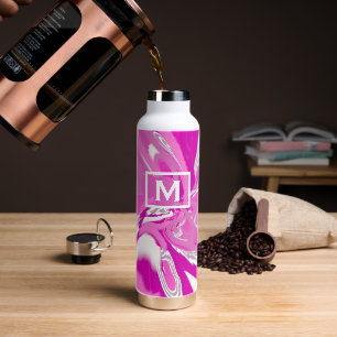 Girly Monogram Shades Of Fuchsia Pink Modern Art Water Bottle
