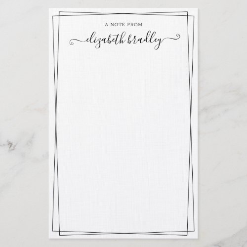 Girly Monogram Signature Script a Note From  Stationery