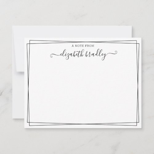 Girly Monogram Signature Script From The Desk Of  Thank You Card