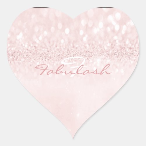 Girly Monogram Sparkly Glitter Pink Lashes Heart Heart Sticker