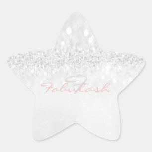Girly Monogram Sparkly Glitter Pink Star Gray Sticker
