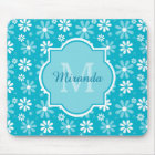 Girly Monogram Turquoise Daisy Flowers With Name
