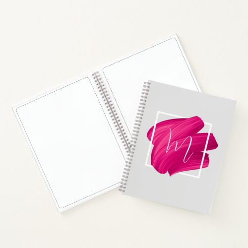 Girly Monogrammed Lipstick Smear Paint Smudge Notebook