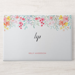 Girly Monogrammed Tropical Watercolor HP Laptop Skin