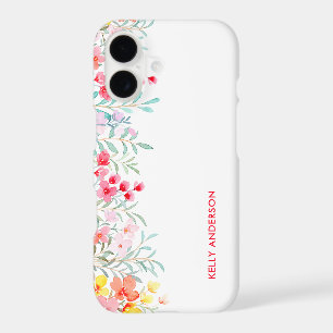 Girly Monogrammed Tropical Watercolor iPhone 17 Case
