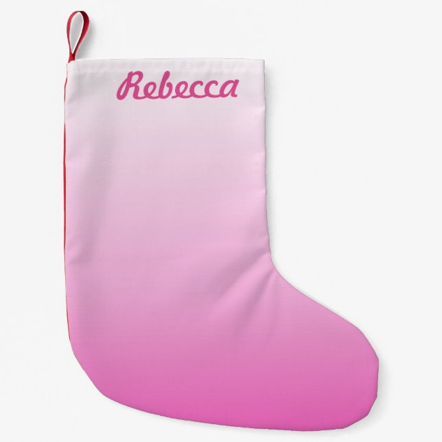 girly monograms ombre dusty rose blush pink small christmas stocking (Front)