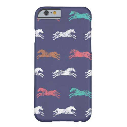 Girly Multi_color Classic Equestrian Horses Barely There iPhone 6 Case