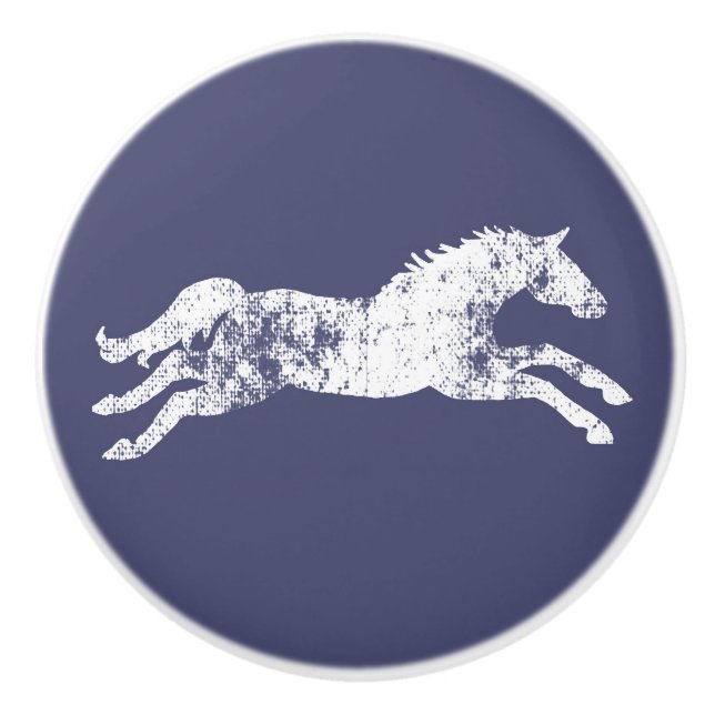 Girly Multi-color Classic Equestrian Horses Ceramic Knob (Front)