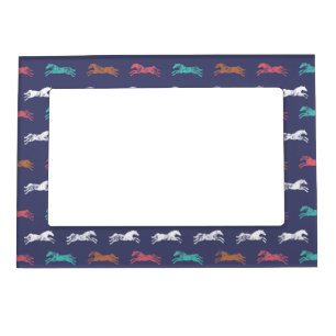 Girly Multi-color Classic Equestrian Horses Magnetic Photo Frame