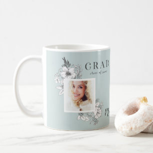 Girly multi photo floral elegant graduation party coffee mug
