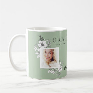 Girly multi photo floral elegant graduation party  coffee mug