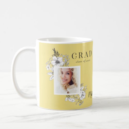 Girly multi photo floral elegant graduation party  coffee mug